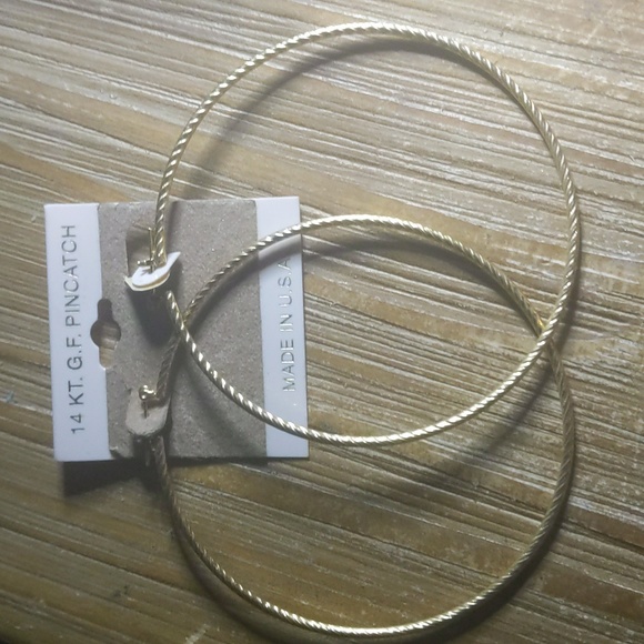 Jewelry - 14kt GF rope hoop earrings